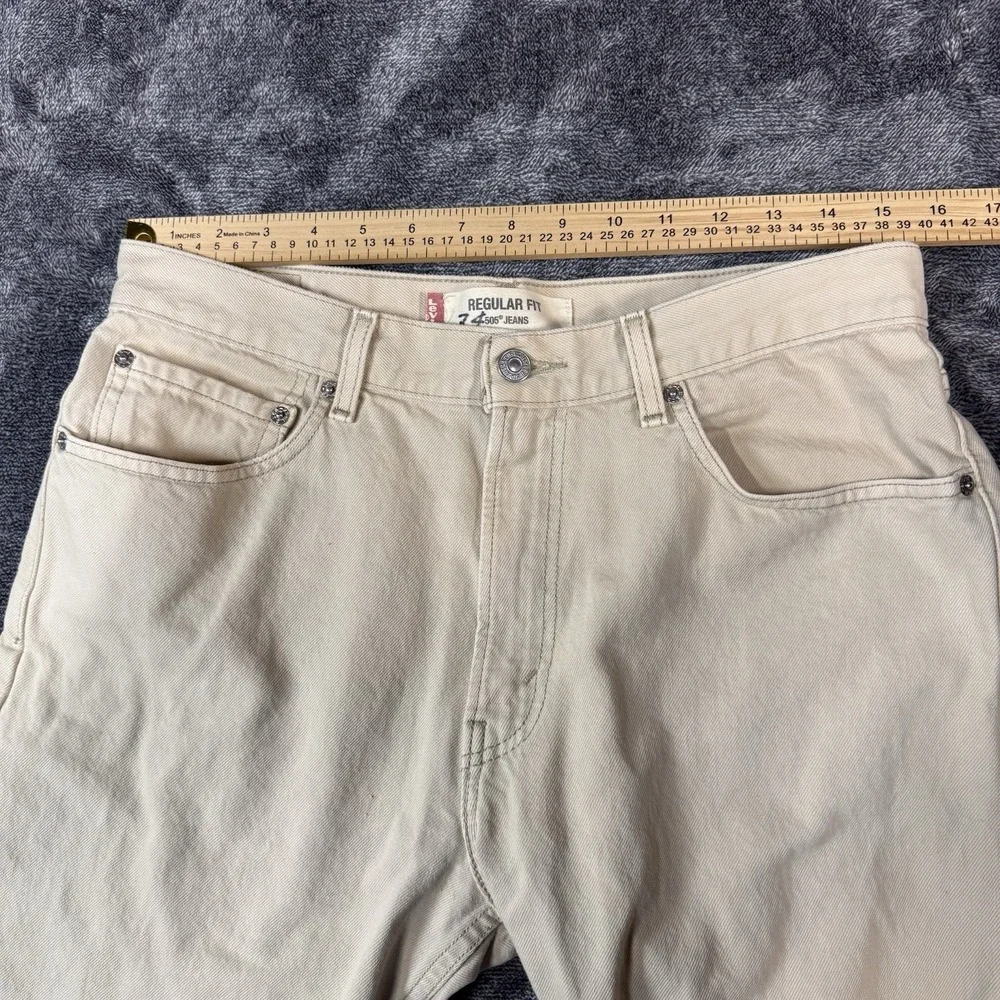 Vtg Levis 505 Jeans Mens 34x29 Beige Tan Regular Fit Denim Pants
